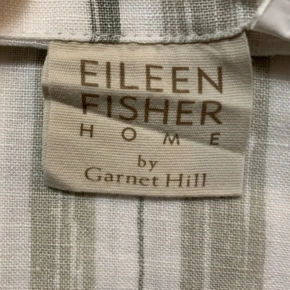 Eileen Fisher Home Garnet Hill White&Gray Striped Linen Duvet Double/Queen 88x94